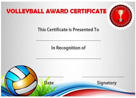 volleyball certificate sample templates printable  certificate