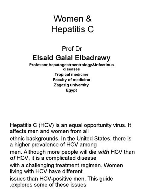 Women And Hepatitis C Elsaid Galal Elbadrawy Pdf Hepatitis C