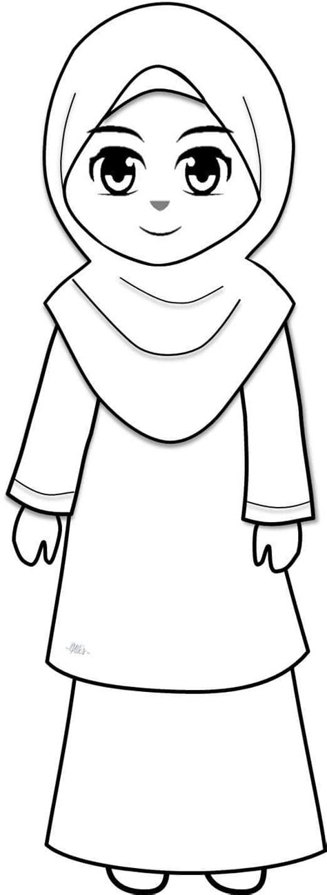 muslim girl coloring pages sketch coloring page