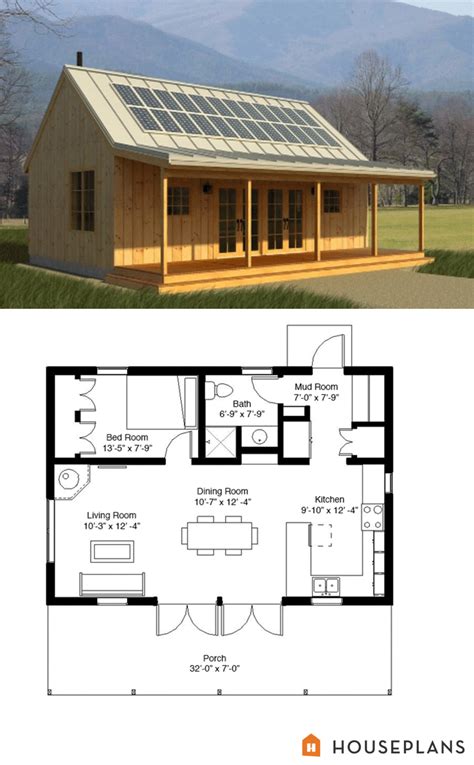 cabins  cottages green rustic cabin floor plan  elevation  sft plan