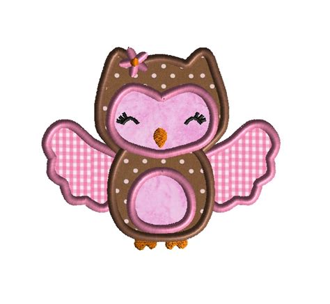 baby owl applique machine embroidery design  sizes