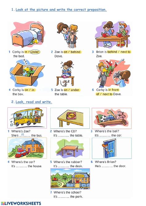 prepositions  place eso interactive worksheet prepositions