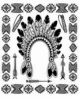 Native Coloring American Indian Pages Headdress Chief Adults Printable Americans Patterns Justcolor Indians Feather Traditional Template Color Adult Pro Simple sketch template