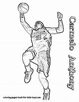 Basketball Coloring Anthony Carmelo Pages Players Yescoloring Boss Big Boys Kids sketch template