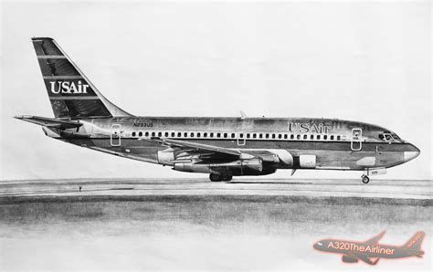 usair boeing   realistic pencil drawing  atheairliner