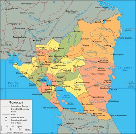 political map  nicaragua guenna holly anne