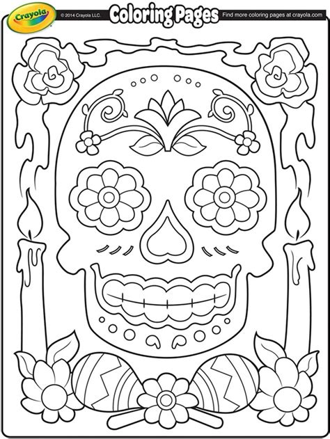 gambar sugar skull outline coloring book page girl colouring pages