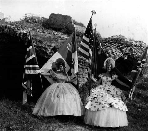 Florida Memory • Two Young Women Posing With Flags Pensacola Florida