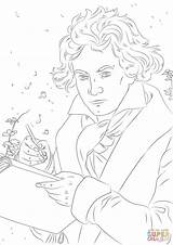 Beethoven Ludwig Colorir sketch template