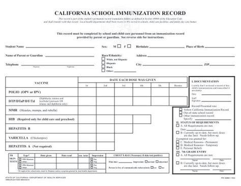 california immunization card  nereida osgood