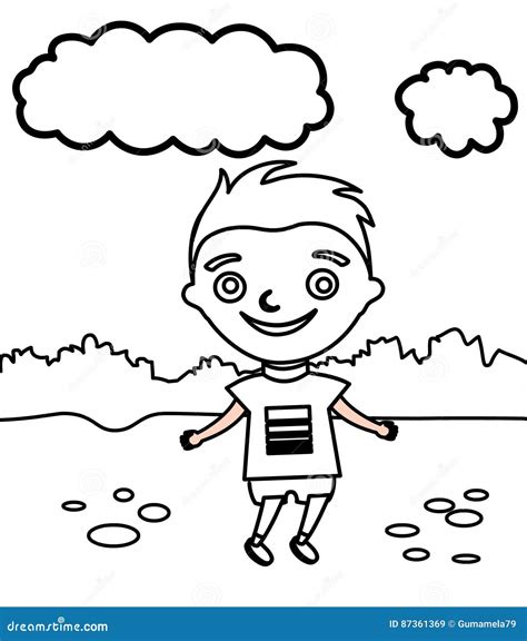 happy  boy coloring page stock illustration illustration