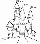 Castle Clip Coloring Clipart Pages Colouring Drawing Draw Line sketch template