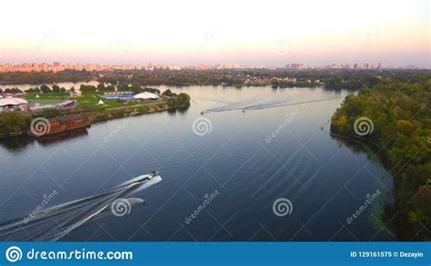 aerial drone flight people ride   board   boat stock image image  rope