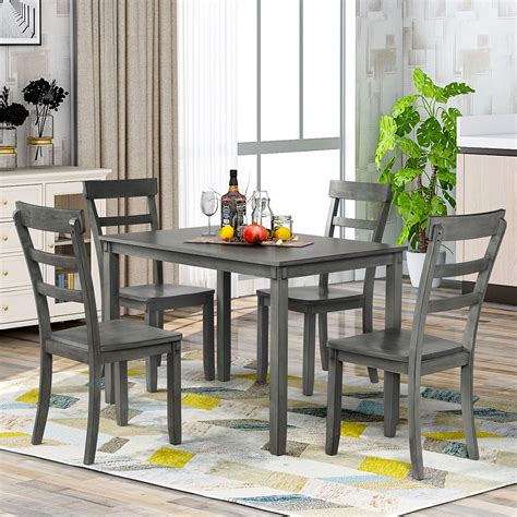 hommoo modern  piece dining table set kitchen table  chairs set
