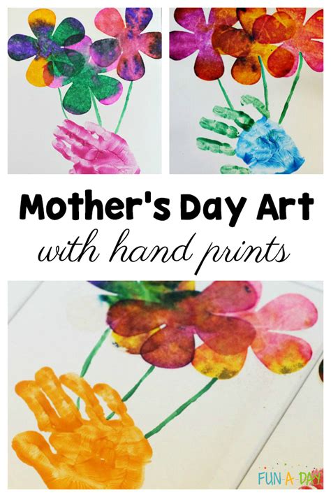 mothers day art   gorgeous mixed media hand print bouquet fun