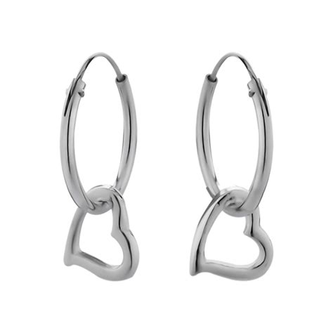 zilveren oorbellen oorringcreolen met hanger zilveren oorringen hartje
