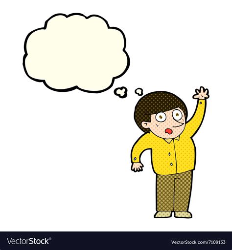 Cartoon Man Asking Question With Thought Bubble Vector Image