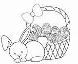 Coloring Easter Bunny Pages Kids Basket Little sketch template