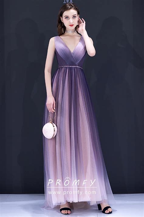 exclusive lilac to purple ombre prom evening dress promfy