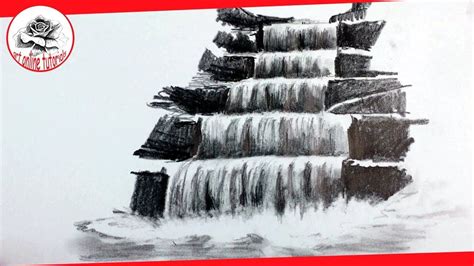 draw  realistic waterfall  pencil realistic drawings