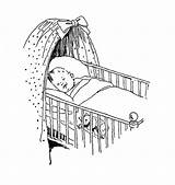 Baby Sleeping Crib Digital Drawings Coloring Stamp Babies Teddy Bear Stamps Digi Things sketch template