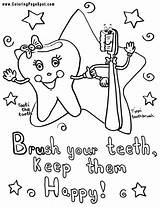 Coloring Dental Pages Teeth Health Kids Brushing Color Preschool Dentist Printable Brush Hygiene Vampire Drawing Print Care Sheets Colouring Month sketch template