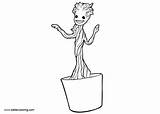 Groot Coloring Baby Pages Smiling Printable Kids Color sketch template
