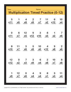 timed multiplication worksheets   printable practice sheets