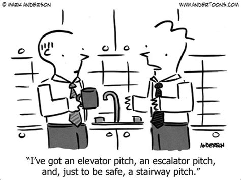 business cartoon elevator pitch escalator  stairway pitch