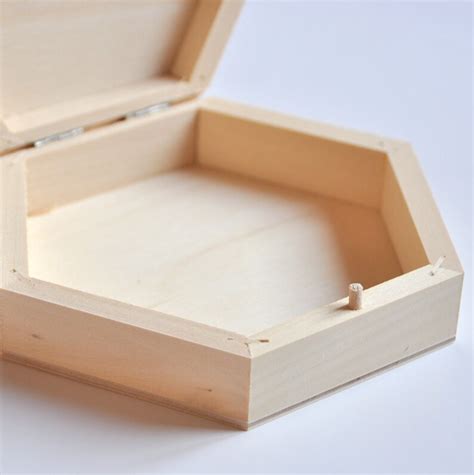 hexagon wooden box unfinished wood box unpainted wood box etsy