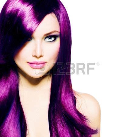 beautiful girl  healthy long purple hair  blue eyes purple hair long purple hair
