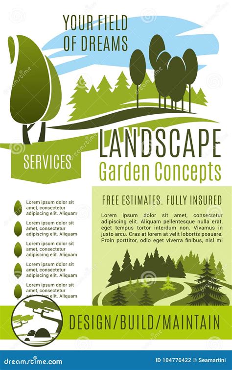 vector poster gardening landscape design company stock vector