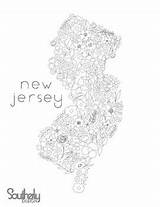 Jersey Floral Coloring States Subject sketch template
