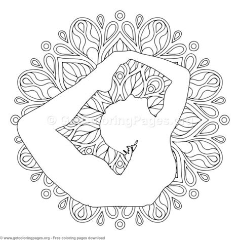 yoga pose mandala coloring pages  instant  coloring