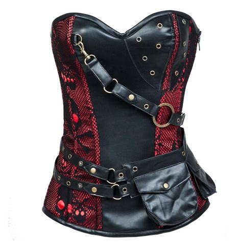 red black skull steel boned gothic corset steampunk corsets and