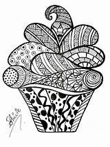 Cupcake Coloring Pages Zentangle Cake Adult Pattern Adults Drawing Patterns Drawings Colouring Template sketch template