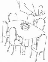 Table Coloring Pages Dining Dinning Drawing Chair Room Six Kids Periodic Coffee Color Printable Sheets Tea Cp sketch template