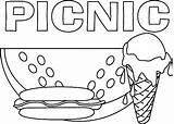 Picnic Coloring Food Kids Pages Delicious Netart Foods Preschool Basket Picnics Visit sketch template