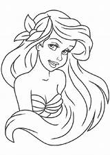 Ariel Mermaid Coloring Pages Little Printable Princess Disney Color Print Gorgeous Looking sketch template