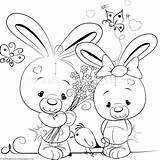 Colouring Getcoloringpages Bunnies Nurie sketch template