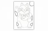 Cat Coloring Laughing Japanese Pages sketch template