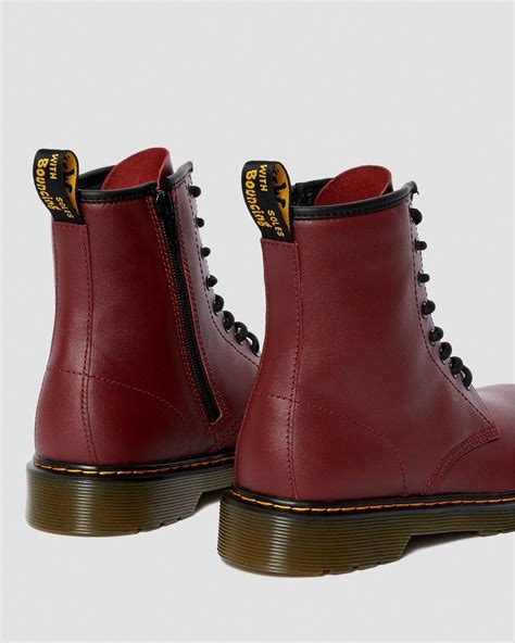 dr martens boys boots shoes youth  softy  leather lace  boots cherry red softy
