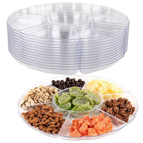 impressive creations clear  plastic serving tray  compartment reusable party supply tray