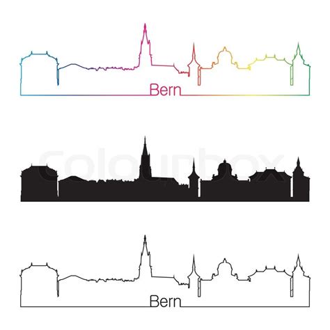 bern skyline linear style with rainbow in editable vector file stock vector colourbox