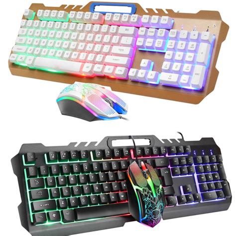gaming keyboard  mouse combo set rainbow glow backlit usb keyboard