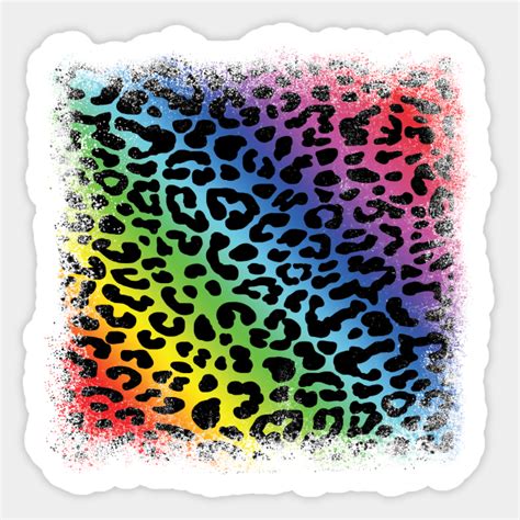 leopard rainbow print background sticker teepublic