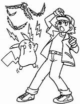 Pikachu Ash Coloring Pokemon Pages Electricity Attack Ketchum Color Getcolorings Print sketch template