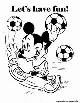 Coloring Soccer Disney Mickey Pages Playing Printable sketch template