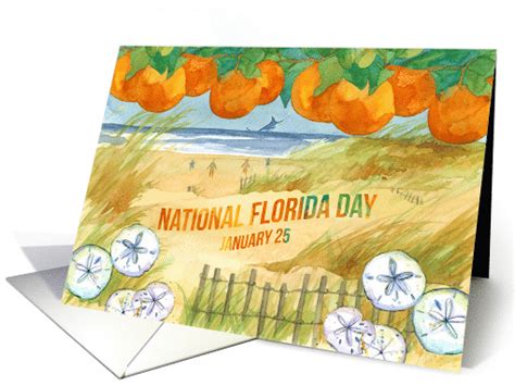 national florida day january  oranges marlin sand dollars card