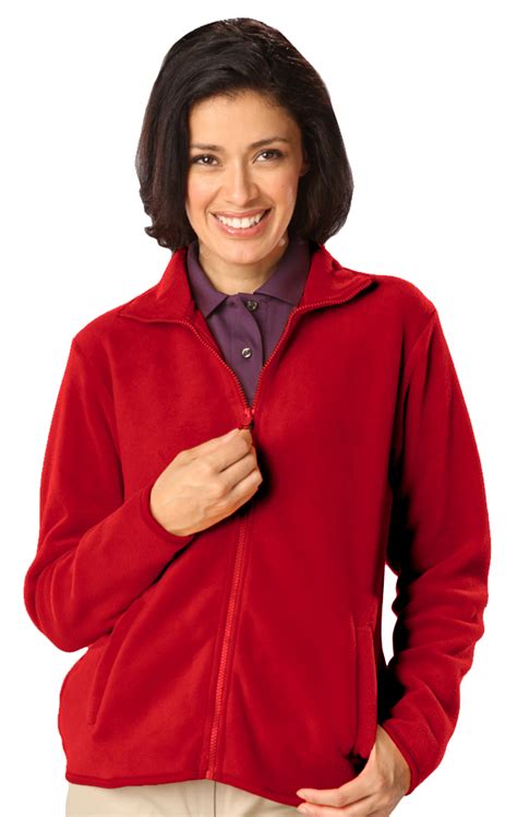 red  solidbgladies micro fleece full zip jacket